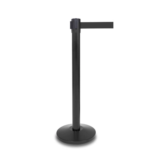 Słupek odgradzający czarny z taśmą czarną 230 cm